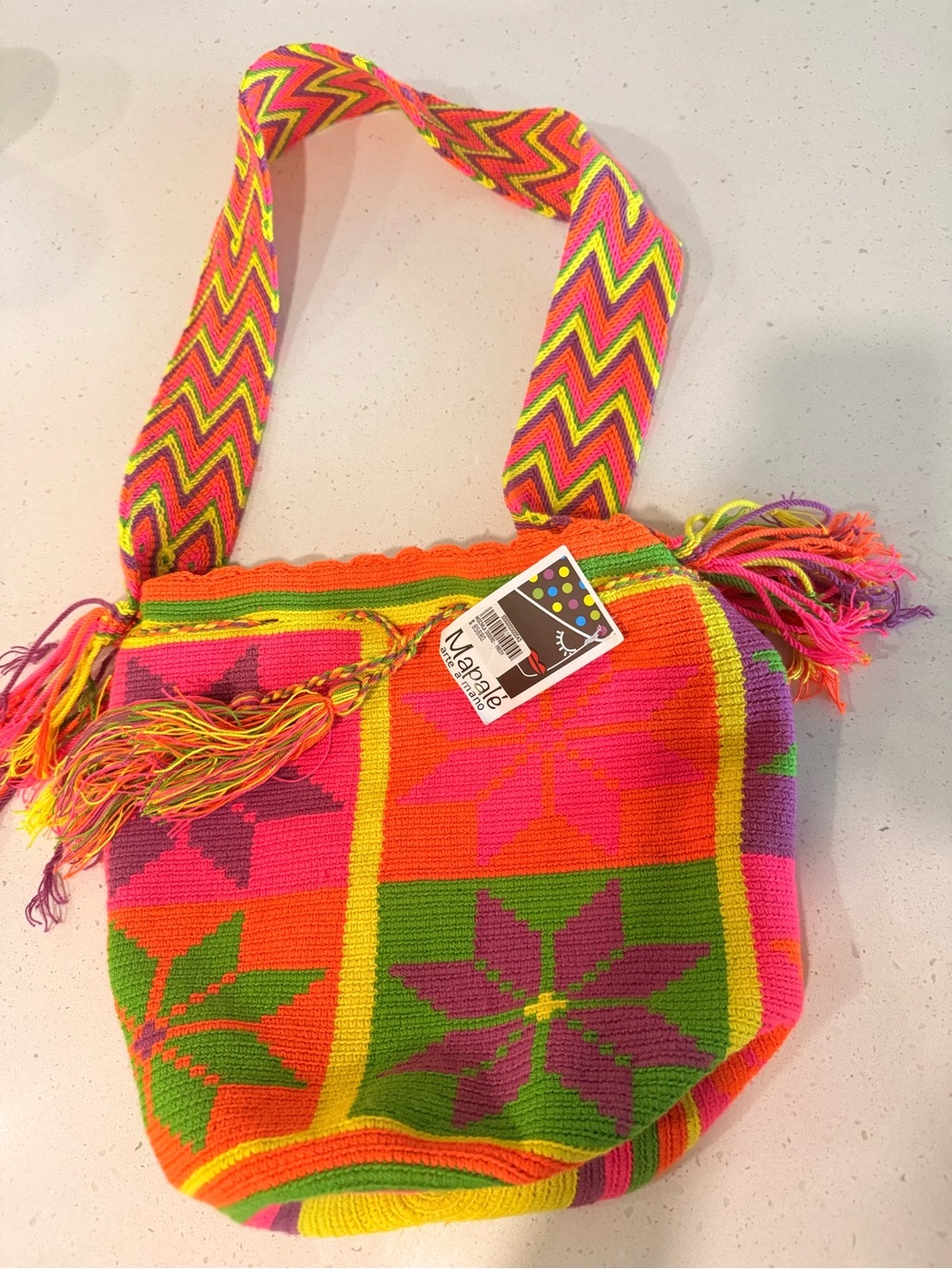 Wayuu Mochila Colombian Crossbody Bucket 100% Authentic Handwoven